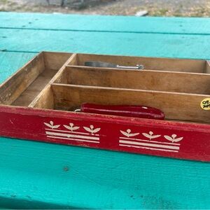 Vintage 1940s Utensil Box and (3) utensils